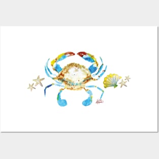 Crab Starfish and Shells Posters and Art